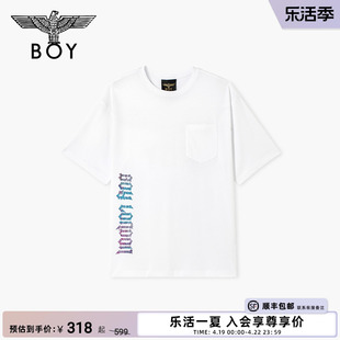 BOYLONDON潮牌短袖男女同款夏季圆领彩色字母印花休闲T恤N01028