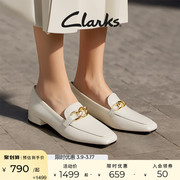 Clarks其乐赛伦系列女鞋2024春季款黑色乐福鞋女平底鞋单鞋小皮鞋