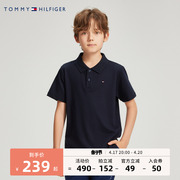 tommy童装夏季男童纯色，短袖t恤polo衫儿童透气上衣