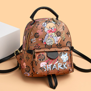 小熊印花双肩包小背包女款外出港风涂鸦小众设计学生包可爱旅行包