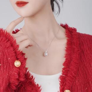 法国S925银进口珍珠单颗珍珠项链·经典款·钻石·戴妃项链