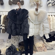 2023冬季超大貉子毛领皮草外套，显瘦保暖90白鹅绒(白鹅绒)羽绒服派克服