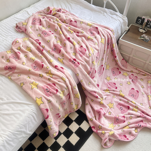 少女心可爱卡通星之卡比珊瑚绒毯子冬季保暖毛毯床单空调毯午睡毯