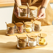 日式玻璃调料罐组合套装厨房家用调味盒瓶子有盖佐料味精盐罐收纳