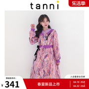 tanni秋雪纺欧根纱初恋裙娃娃领纱网仙女连衣裙女 TK11DR165A