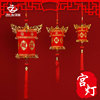 过年大红布艺折叠六角灯笼春节喜庆内饰装饰挂件，中国风福字宫灯