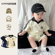 6-12月婴儿套装婴幼儿衣服夏季薄款男孩运动风球服两件套夏款潮服