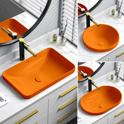 橙色台中盆半嵌入式圆形椭圆形台上方形洗脸盆台下洗手盆陶瓷台盆