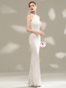 一半盛装2023白色晚礼服女高级气质优雅挂脖主持人宴会鱼尾长裙