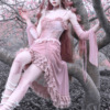 血液供给原创樱魇春季浪漫哥特丝绒抽绳藕粉蕾丝吊带连衣裙