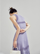 无袖连衣裙浅紫色长裙法式背心裙针织裙子夏季2023质感高级感