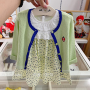 韩版童装21夏女宝儿童果绿色，镂空防晒衣空调，衫皮肤衣针织开衫q2