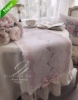 白先生家居欧韩式粉色玫瑰结桌旗重工珍珠餐桌茶几盖巾