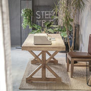 美式实木电脑桌书桌家用松木写字台简约原木办公桌台式长条桌