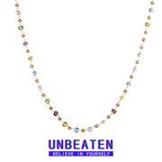 UNBEATEN彩色水晶串珠项链女锁骨链小众设计感简约颈链2024年