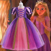 迪士尼女童公主礼服长裙girl dress长发公主网纱泡泡袖连衣裙