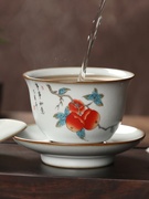 汝窑三才盖碗大号茶杯泡，茶碗开片陶瓷，可养家用单个功夫茶具手抓壶
