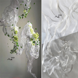 云雾网可塑性硬纱婚庆，创意造型面料材料，装饰背景道具钢丝网纱布料