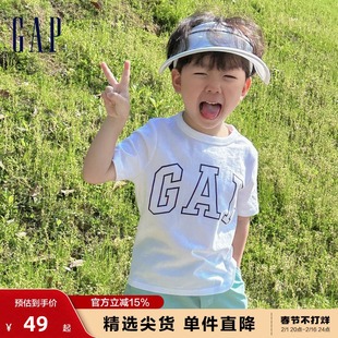 gap男女童秋季logo纯棉运动短袖t恤儿童装休闲合身上衣871976