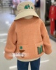 韩国中小童装冬男女童，宝宝橘色洋气圆领套头，针织毛衣线衣