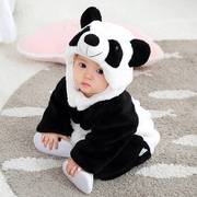 婴儿连体衣秋冬季加厚保暖宝宝熊猫动物，哈衣爬服新生儿衣服外出服