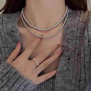 奥地利施家珍珠设计师纯手工925纯银·气质复古真多麻锁骨链