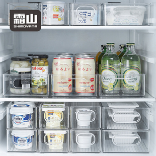 日本霜山冰箱收纳盒家用透明储物筐蔬菜水果保鲜盒，厨房调料置物盒
