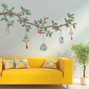 墙纸自粘卧室温馨绿植树枝小清新墙上创意房间墙壁装饰贴纸墙贴画