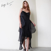 SIQIZ设计师款层叠欧根纱连衣裙夏季优雅拼接不规则设计感吊带裙