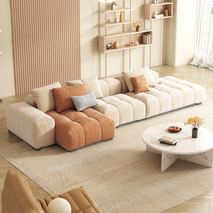 奶油风北欧科技布艺沙发客厅，简约现代超深坐宽侘寂风网红乳胶沙发