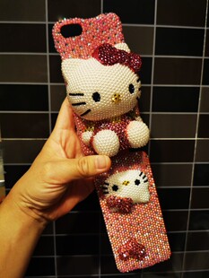 网红秋山桃苹果iphone7/8hellokitty贴钻手机壳上下翻盖保护套