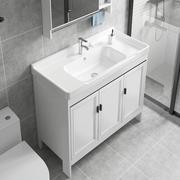 智能太空铝浴室柜，洗脸洗手盆柜，组合落地式陶瓷一体白色洗漱台