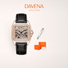 davena蒂玮娜自动机械表女生手表，女款方形满天星轻奢小众女士腕表