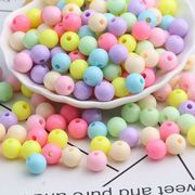 实色圆珠6-12mmdiy直孔串珠塑料，彩色珠子糖果色圆形，珠子混色散珠