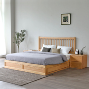 北欧气动高箱储物床1.5米收纳床现代胡桃木实木床1.8米箱体双人床