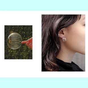 网红同款极简约日本韩国原宿空心透明气泡泡耳环耳钉个性另类耳夹