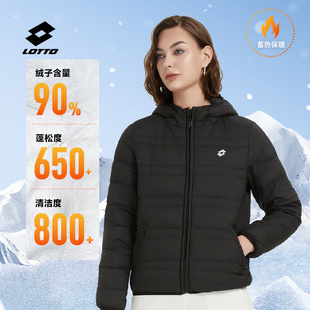 乐途羽绒服女款冬季新款保暖运动外套连帽简约鸭绒短款轻薄上衣服