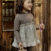 韩国女童针织拼接花边，上衣秋冬女孩，针织衫儿童裙摆可爱娃娃衫