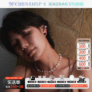 xiaonanstudio时尚简约南洋珍珠水晶项链百搭chenshop设计师品牌