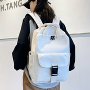 双肩包女韩版复古英伦风学生书包大容量简约时尚潮pu软皮手提背包