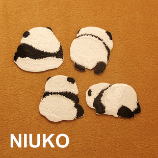 niuko刺绣儿童补丁贴服装，diy卡通布贴标布标，可爱萌熊猫背胶布贴