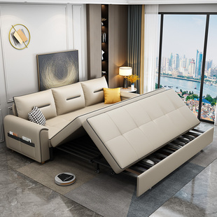 多功能沙发床小户型客厅卧室科技布棉麻三人位可储物拉伸整装组合