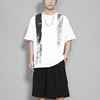 潮男原创设计夏季日系港风复古做旧印花休闲白色短袖t恤男装上衣