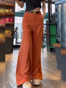 高级橘色西装阔腿裤女夏季2024高腰垂感休闲拖地西裤显瘦长裤