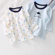 2件装外贸男女儿童长袖T恤夏季超薄款竹节纯棉婴儿宝宝空调衫睡衣