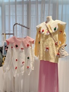 韩国东大门冬季娃娃领毛衣女圣诞节卡通装饰宽松减龄长袖针织