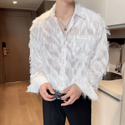 春夏高级感很仙的羽毛流苏衬衫男长袖设计感韩版气质网红防晒衬衣