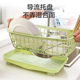 居家家厨房放碗架沥水架，置物架塑料收纳架餐具架子碗筷收纳盒碗柜
