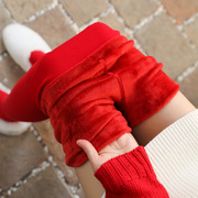 秋冬季结婚大红色打底裤女外穿保暖裤加绒加厚新娘红本命年连裤袜