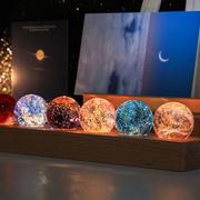 发光七彩琉璃珠水晶球桌面，摆件星空小夜灯玻璃球，装饰品生日礼物女